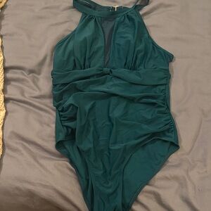 Teal Halter One-Piece Swimsuit